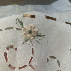 Elegant White Floral Embroidered cafe curtains